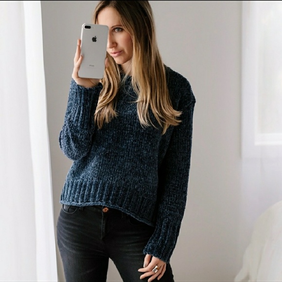 Jewel Blue Chenille Sweater - Picture 2 of 6